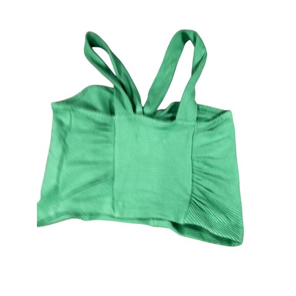 Urban Outfitters Green Ribbed Knot Front Cropped Tank Top S - Picture 2 of 9